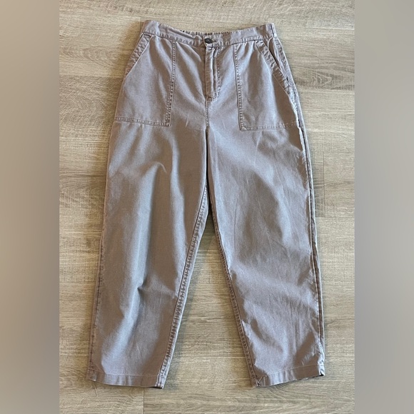 Roots Classic High-Waist Khaki Cotton Linen Chinos | Loose Crop Fit 10 - Picture 7 of 10